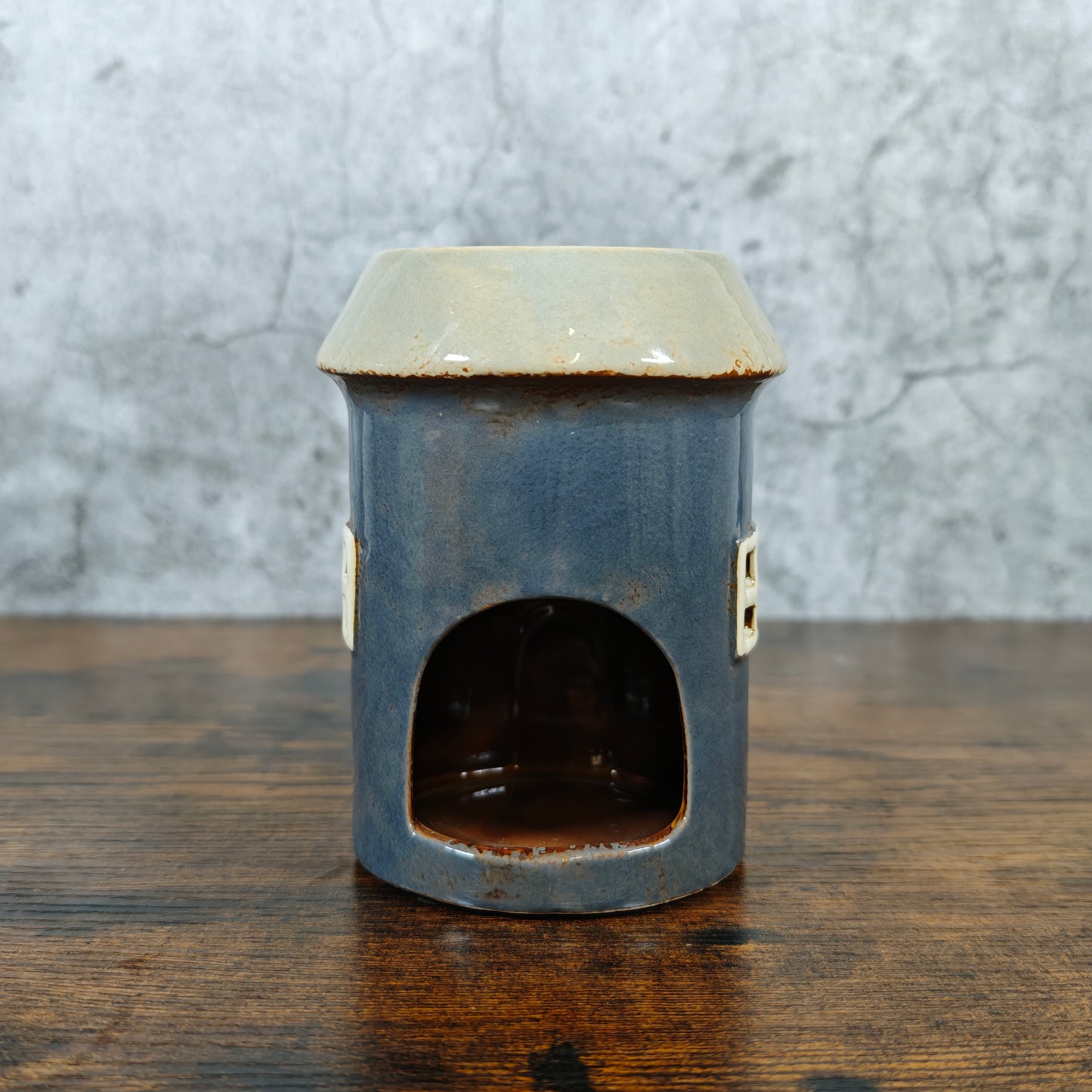 Village Pottery Round House Tealight Holder/Oil Burner - Slate Grey