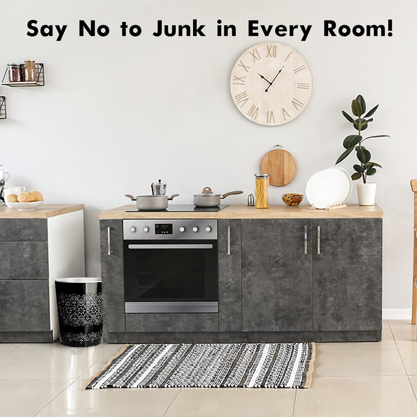 Blue Canyon Flora 9 Litre Plastic Waste Bin - Black