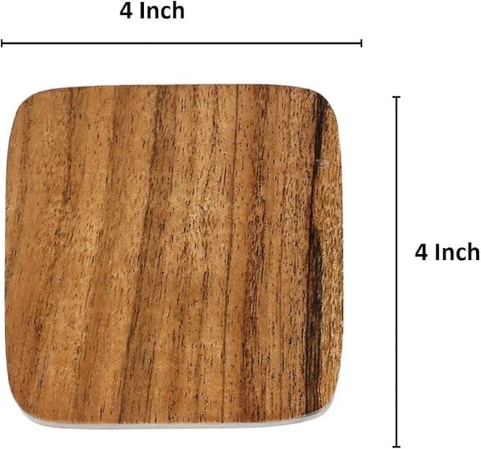 Apollo Acacia Wood 10cm Square Coasters - Set of 6