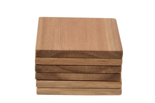 Apollo Acacia Wood 10cm Square Coasters with Holder Set of 6