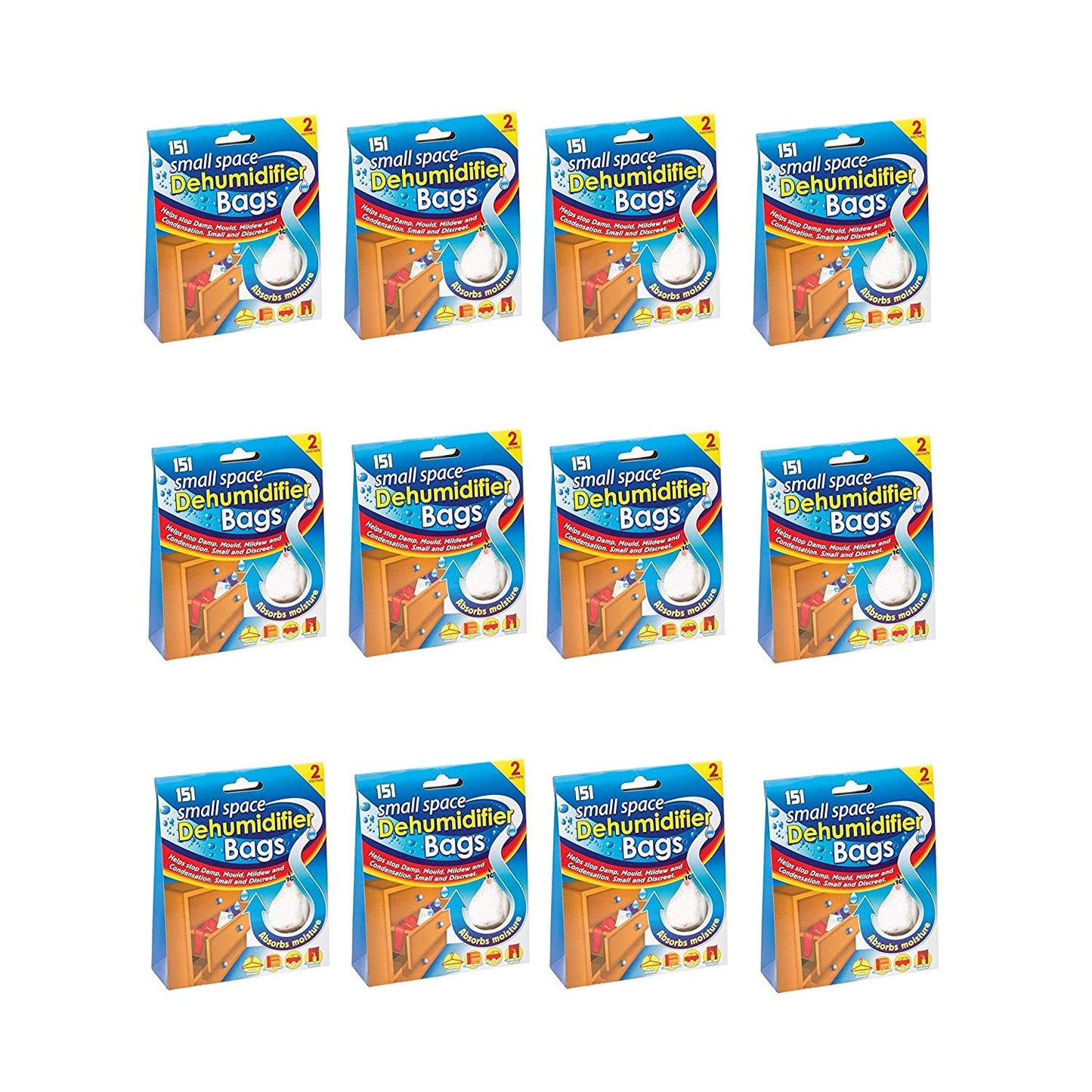 12 x Pack of 2 151 Small Space dehumidifier Bags
