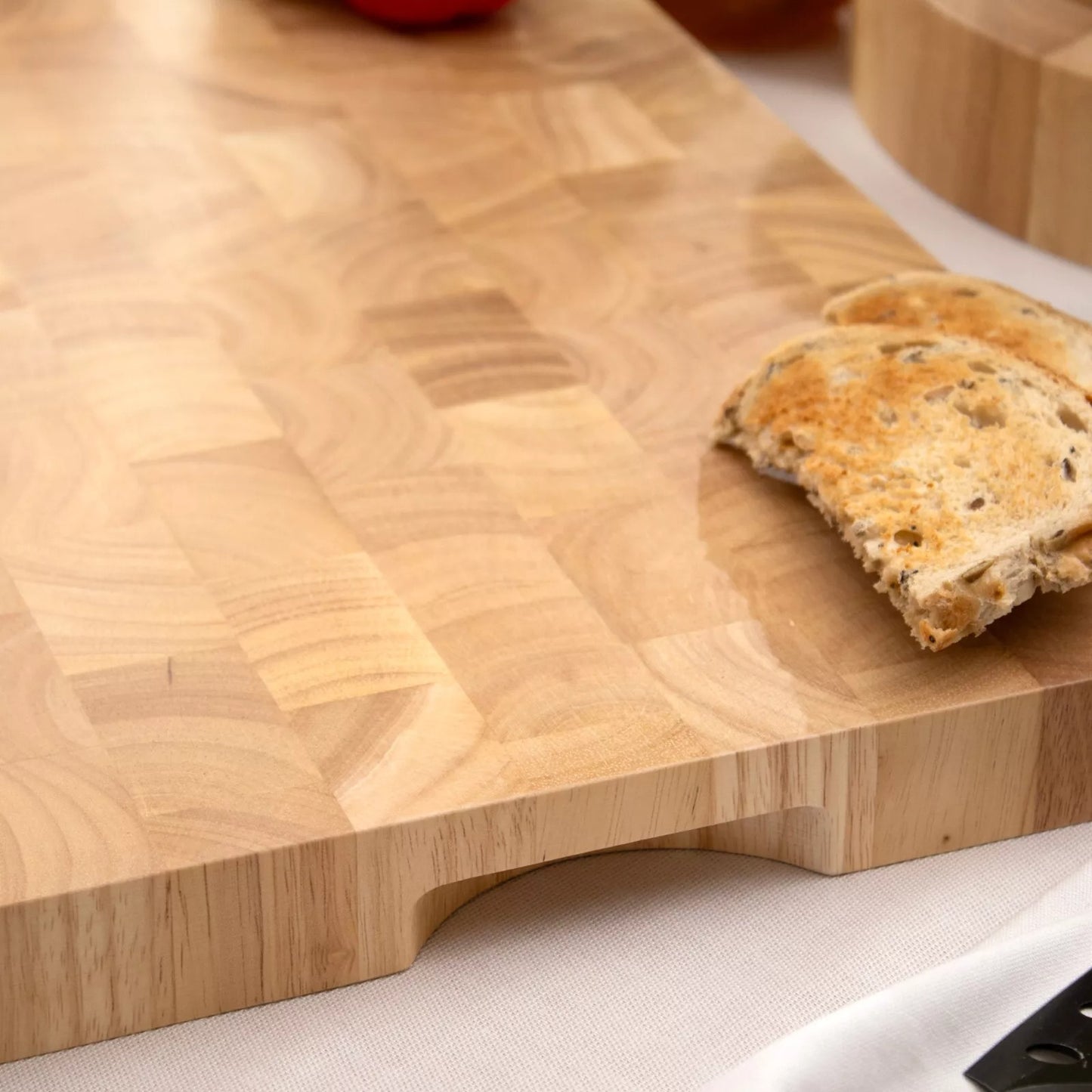 Hevea Wood Large Square Endgrain Chopping Cutting Board 34cm