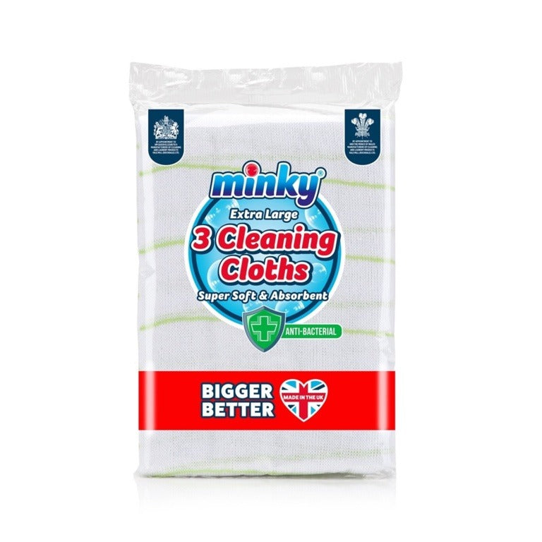 Minky Extra Large Anti-Bac Cleaning Cloths Pack Of 3