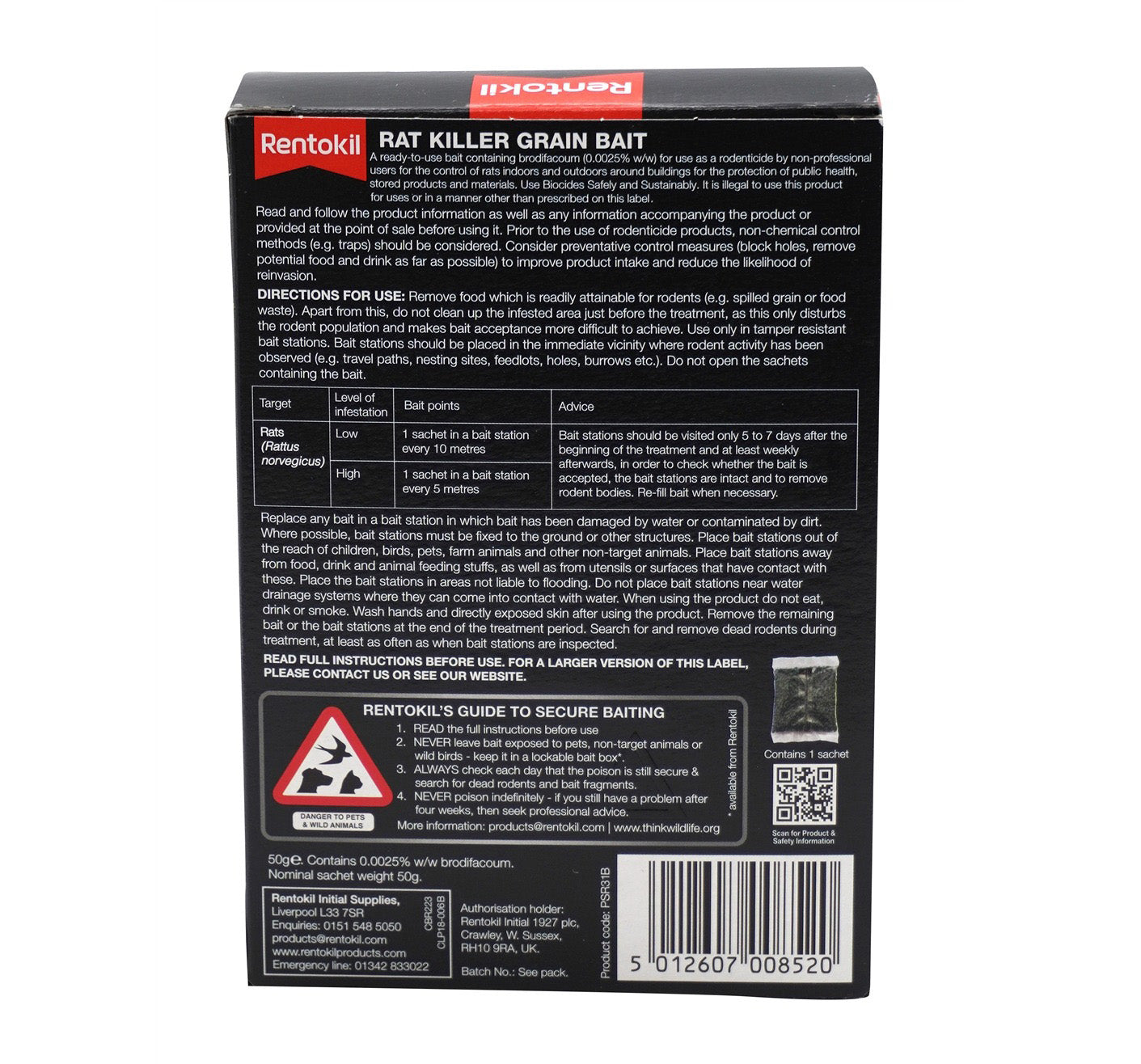 Rentokil Rat Killer Grain Bait 1 Sachet