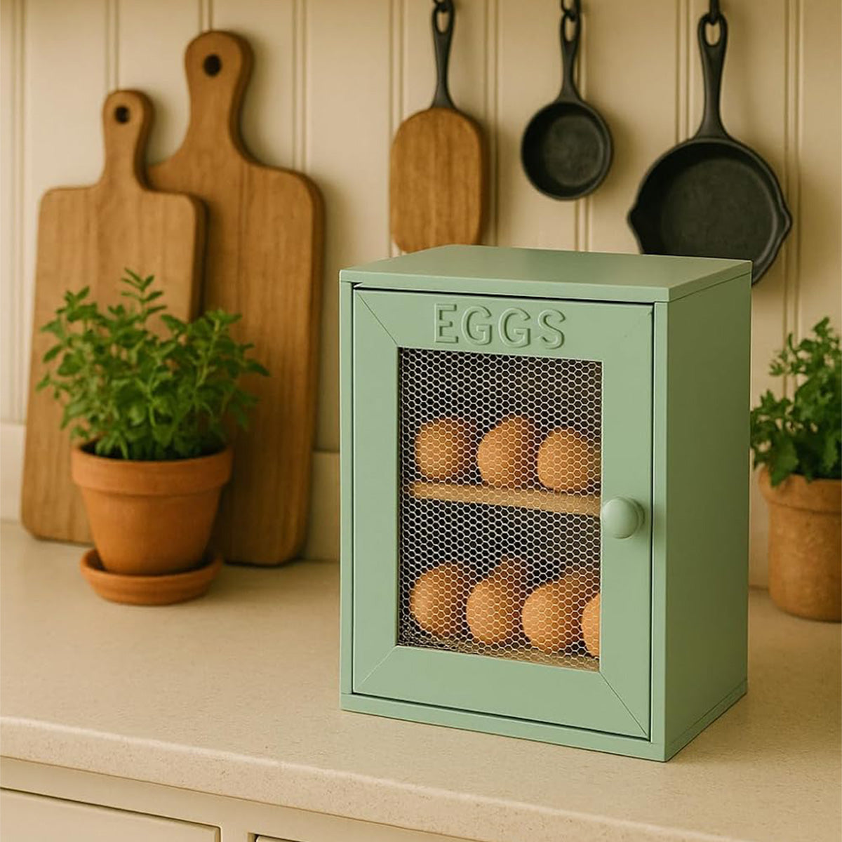 Apollo Rubberwood Egg Cabinet for 12 Eggs - Mint
