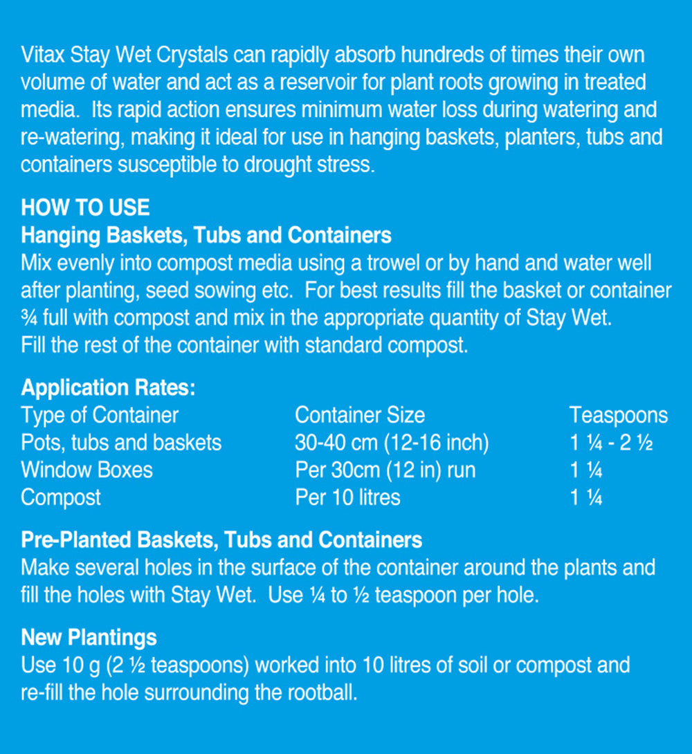 Vitax Stay Wet - Water Absorbent Crystals 200g
