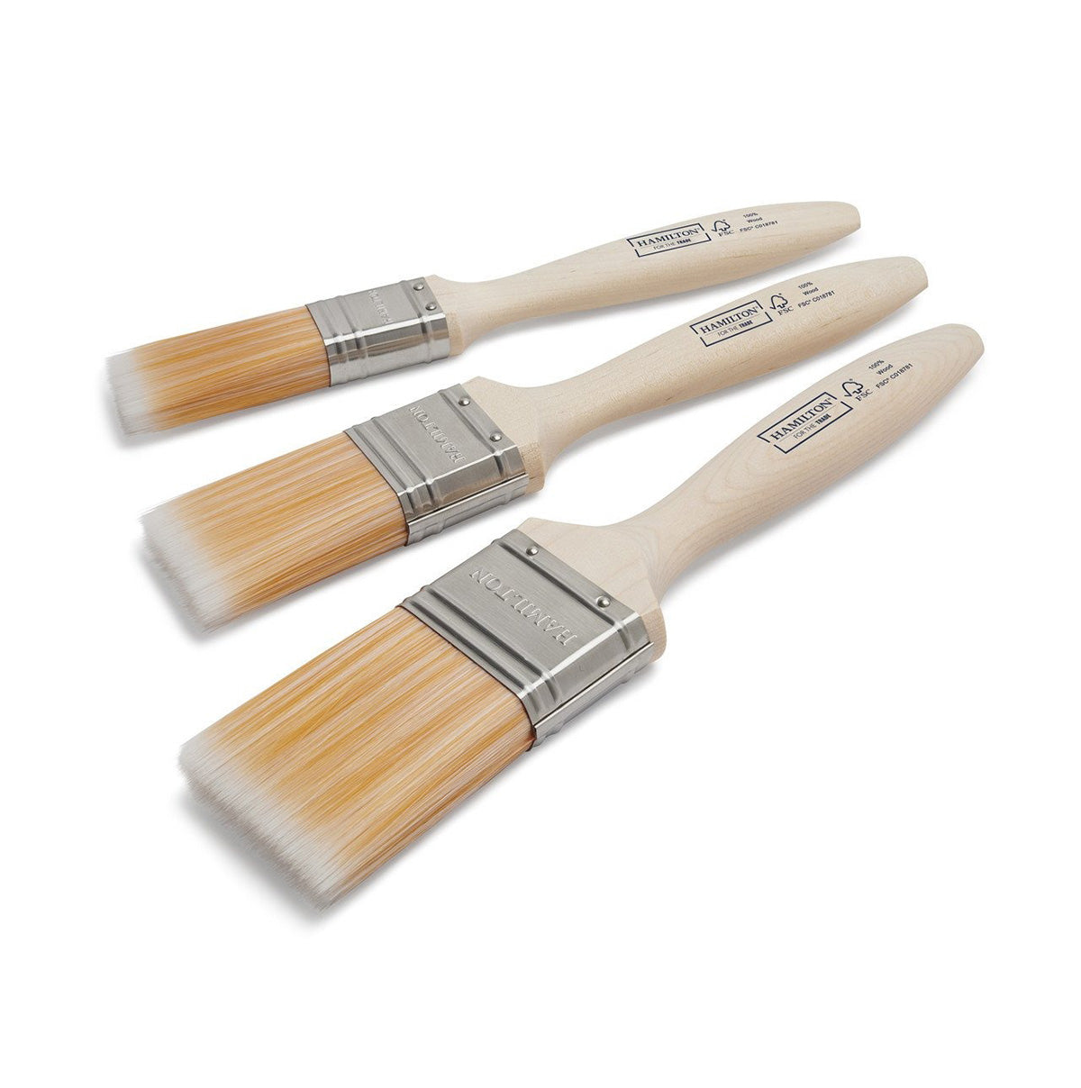 Hamilton Fine Tip Flat Paint Brushes - 3 Pack