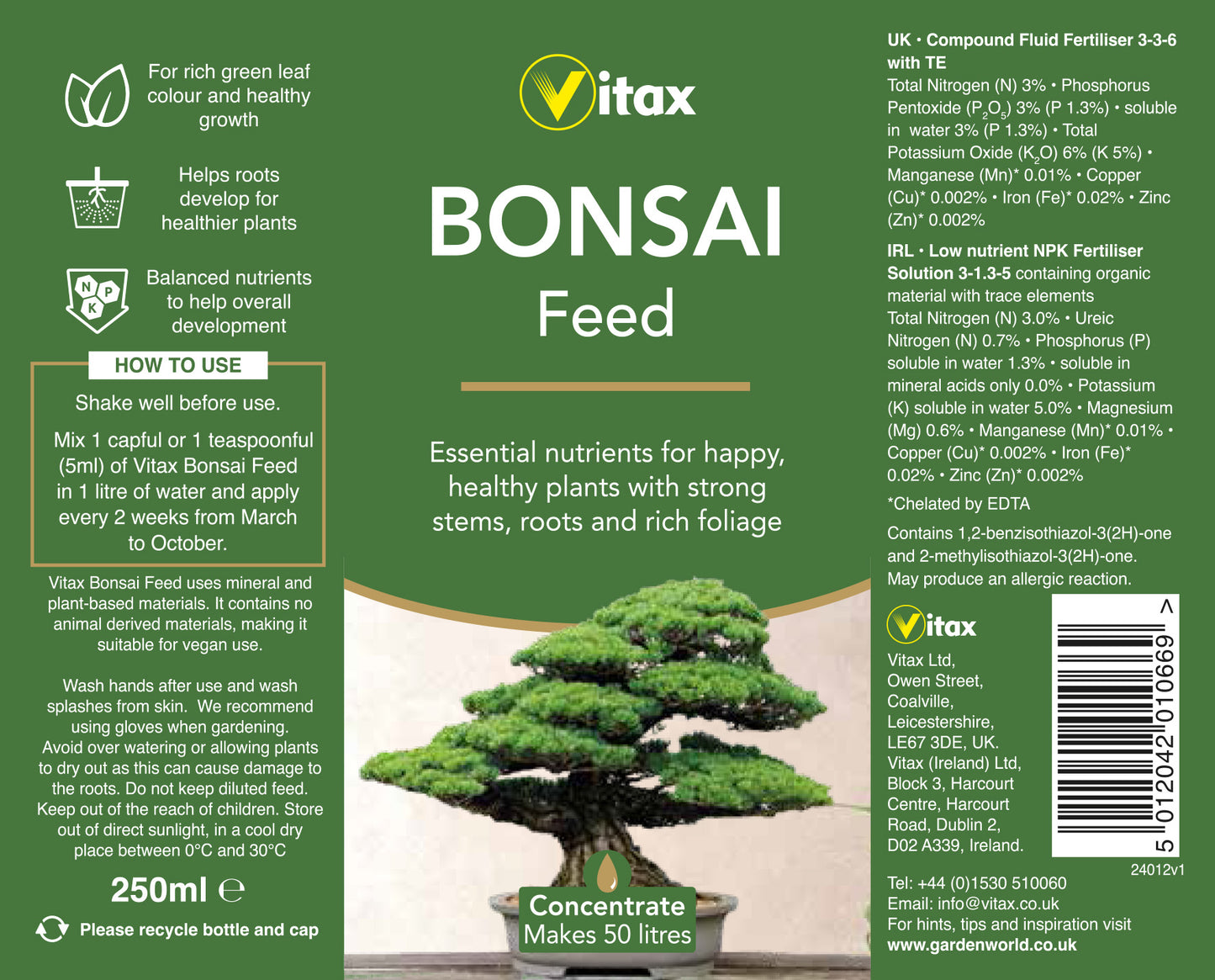 Vitax Bonsai Feed Liquid Concentrate 250ml