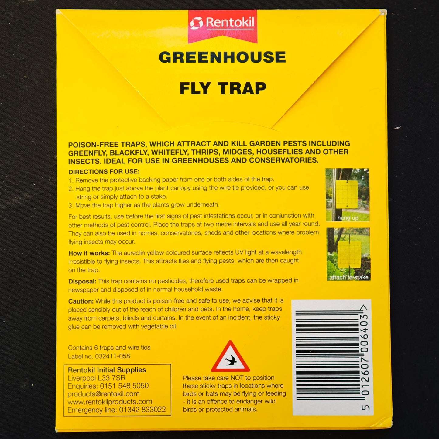 Rentokil Greenhouse Fly Trap 6 Pack