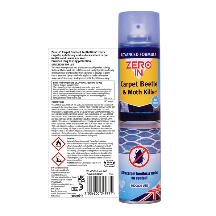 Zero In Carpet Beetle & Moth Killer 300ml ZER977