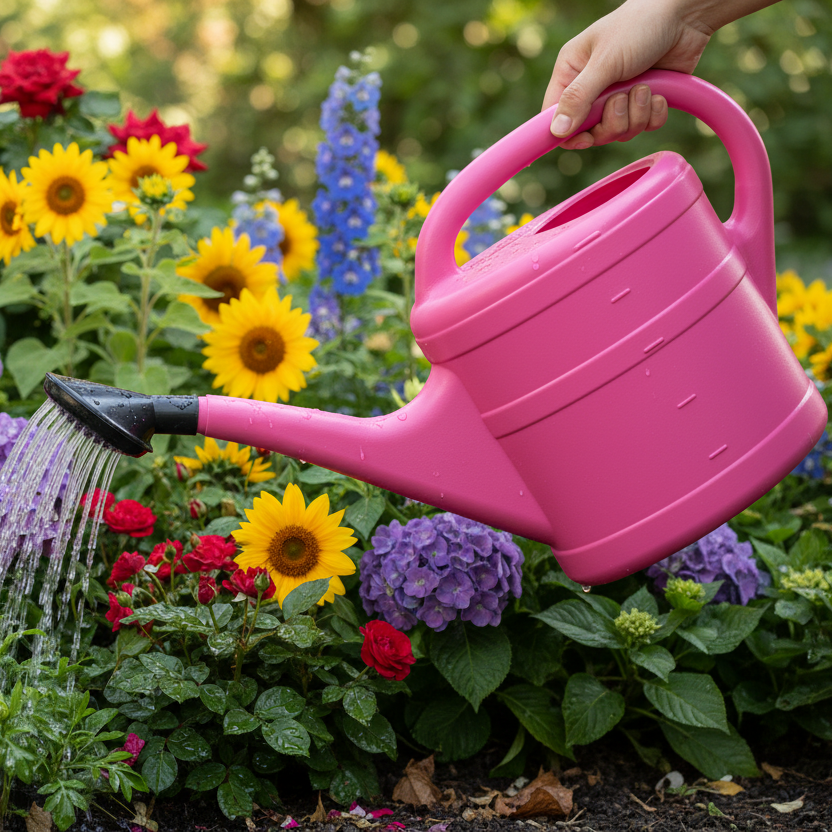 Large Plastic Pink Watering Can - 5 Litre