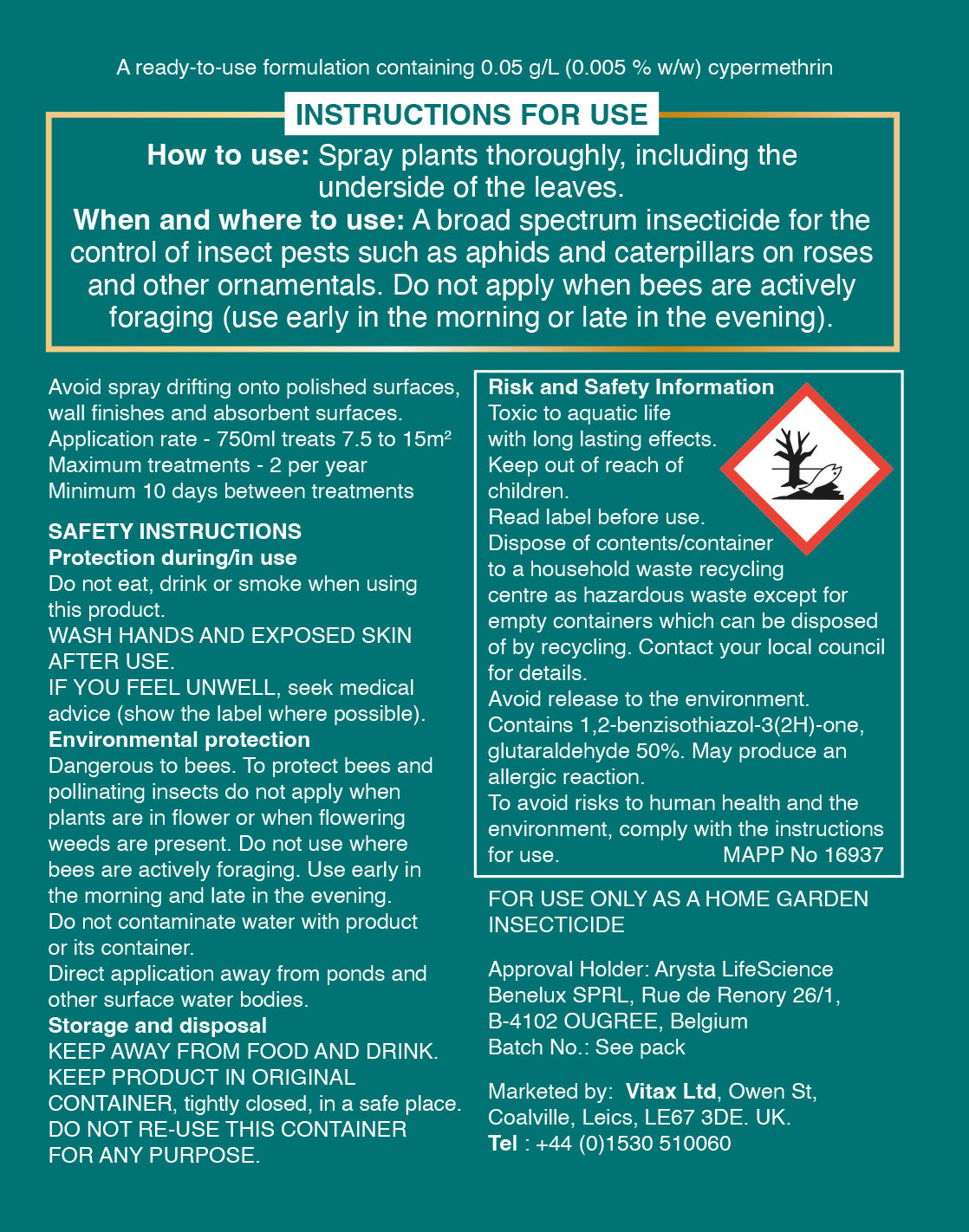 Vitax House Plant Pest Killer 750ml