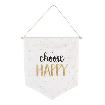 Choose Happy Always Be Awesome Metallic Hanging Wall Flag Pennant