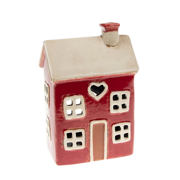 Village Pottery Heart House Tealight Holder - Red