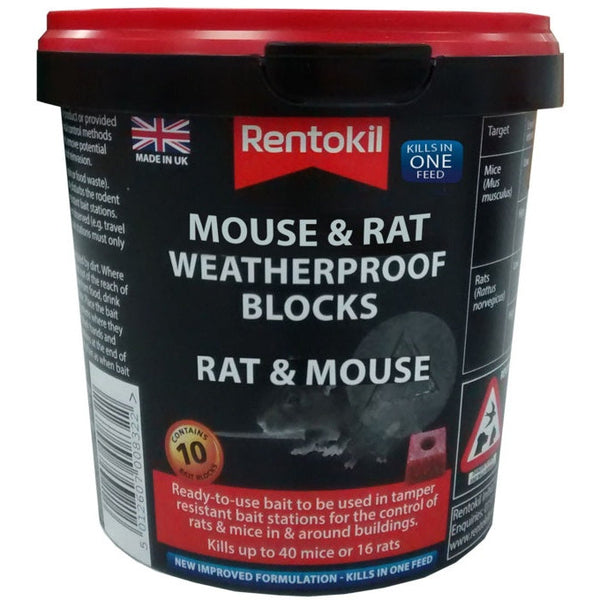 Rentokil Mouse Rat Weatherproof Block Baits Pack 10
