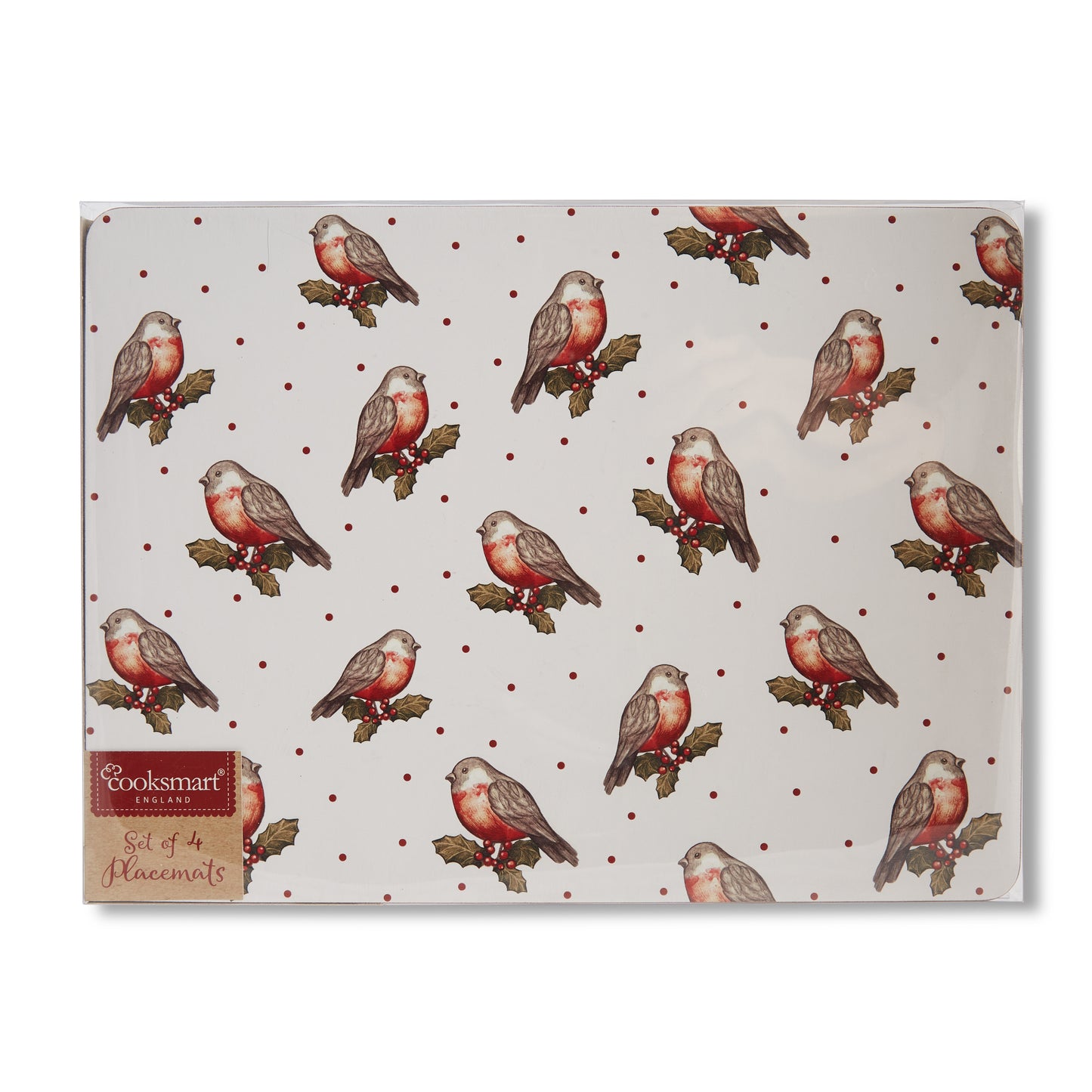 Christmas Table Placemats Set of 4 - Red Red Robin