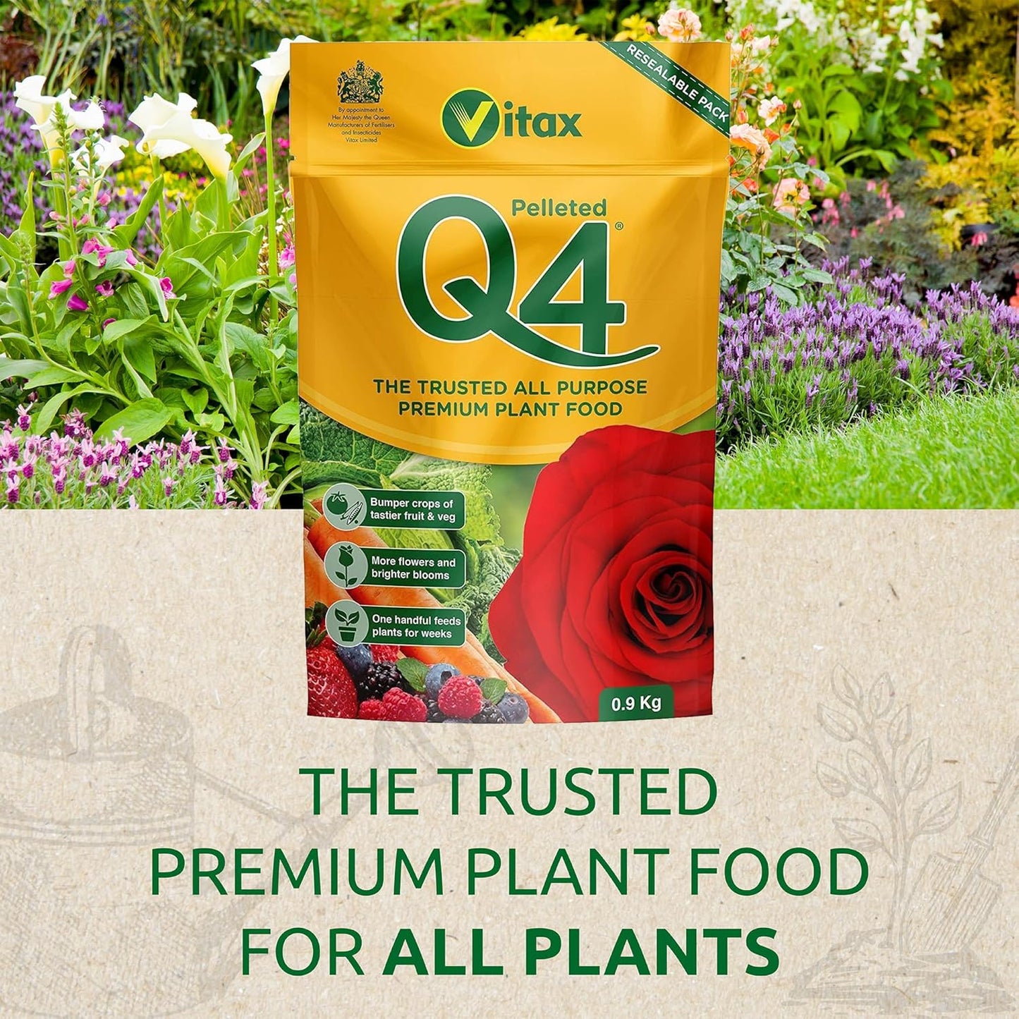 Vitax Q4 Pelleted Plant Food Fertiliser 900g Pouch