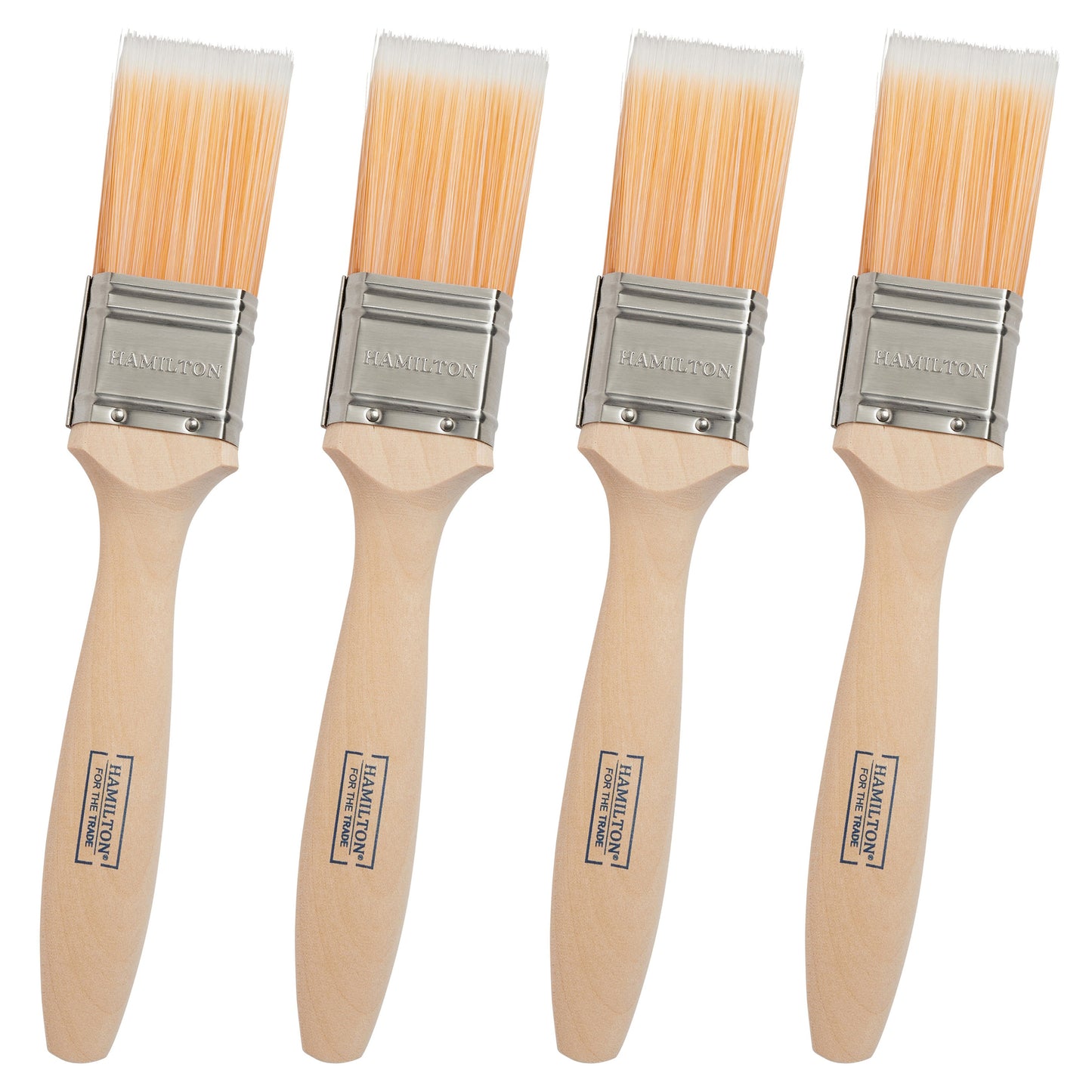 Hamilton Fine Tip Flat Paint Brushes - 4 Pack