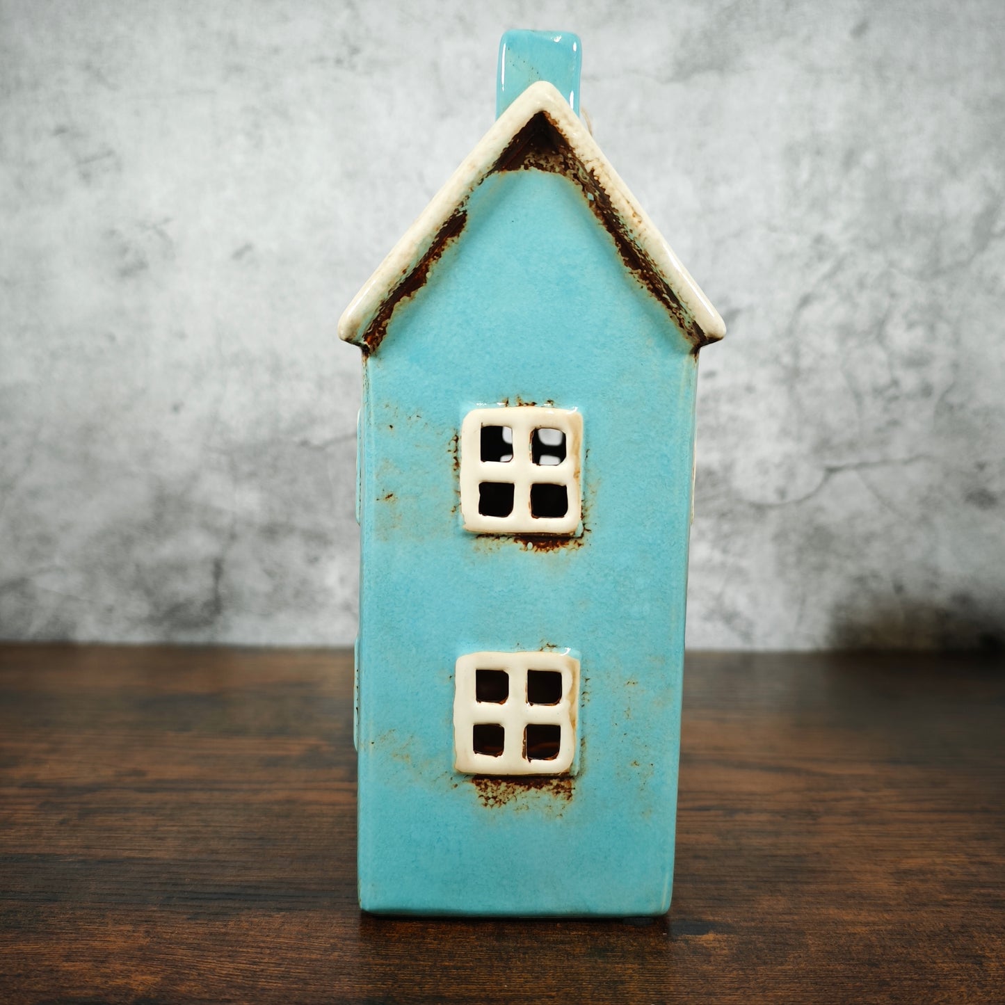 Village Pottery Blue House Tealight Holder