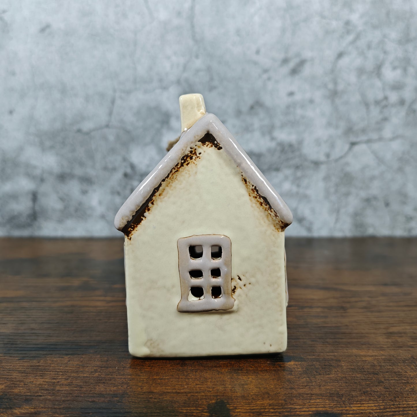 Village Pottery House Tealight Holder - Light Grey