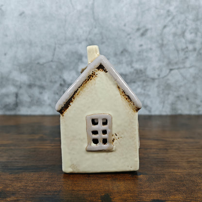 Village Pottery House Tealight Holder - Light Grey
