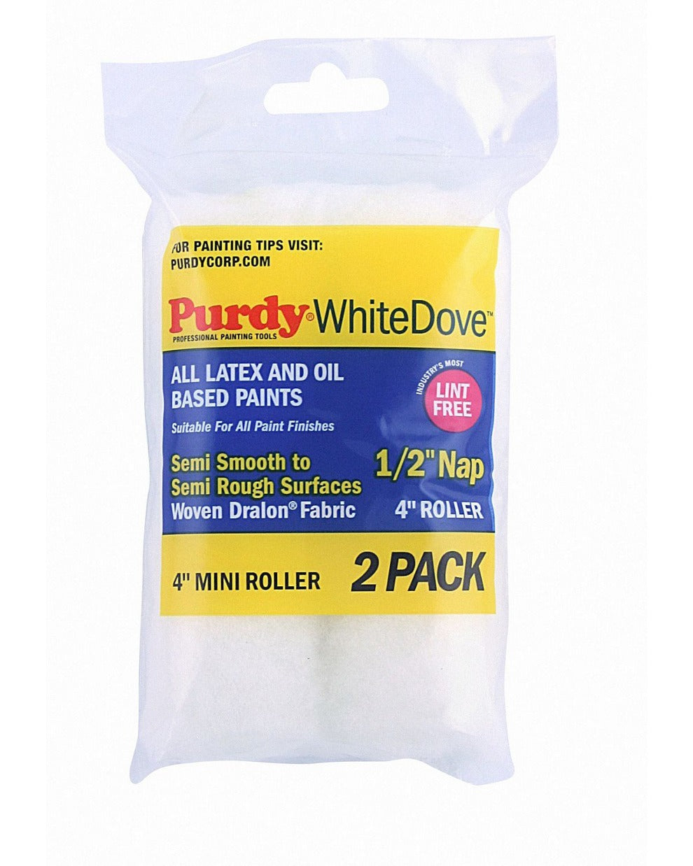 Purdy Wire White Dove 4" Paint Roller Sleeves 1/2" Nap 2 Pack