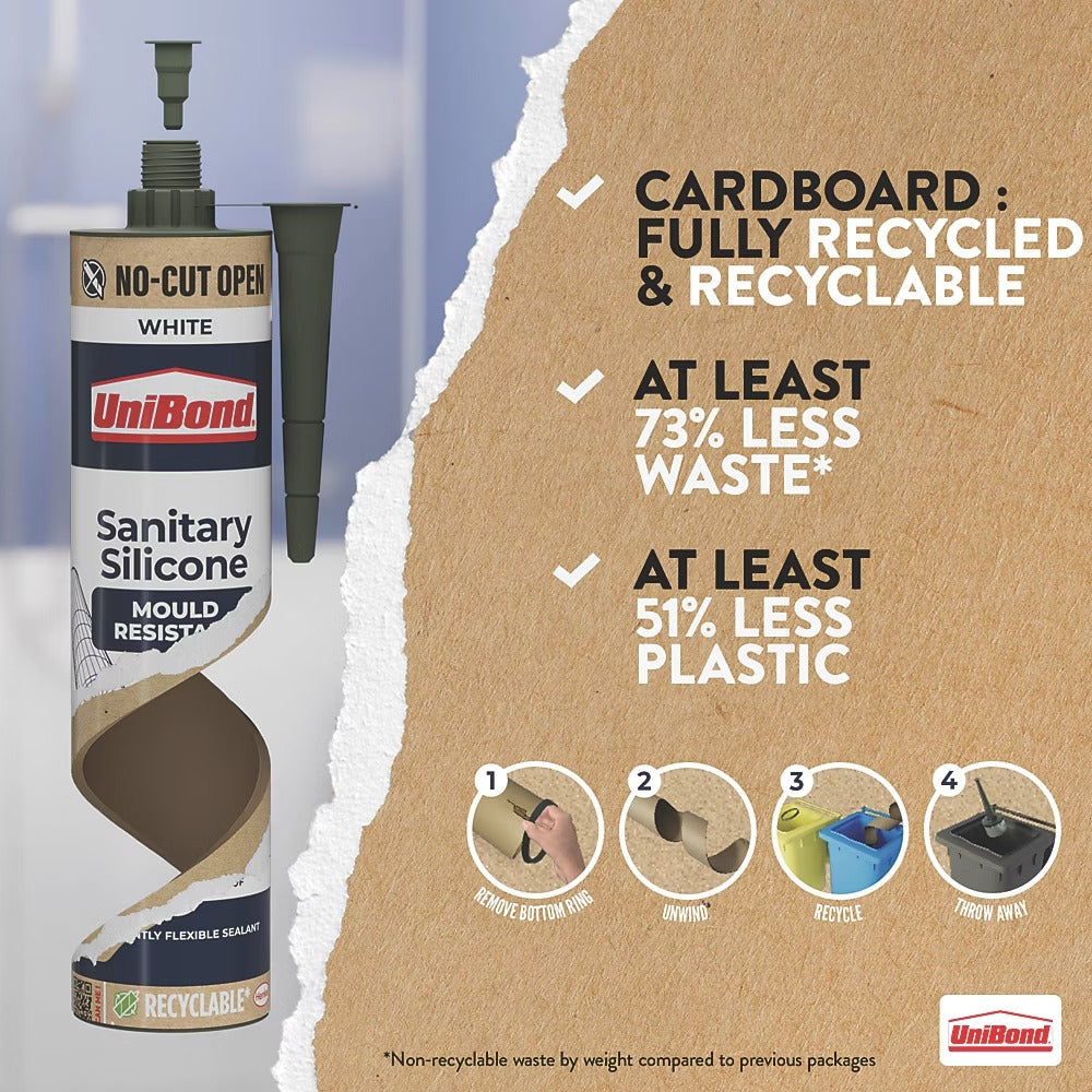 UniBond Sanitary Silicone Sealant Cartridge 280ml - White 
