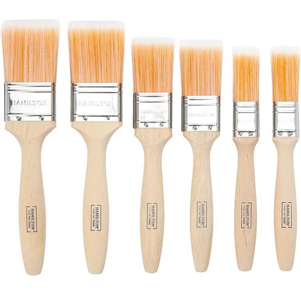 Hamilton Fine Tip Flat Paint Brushes - 6 Pack