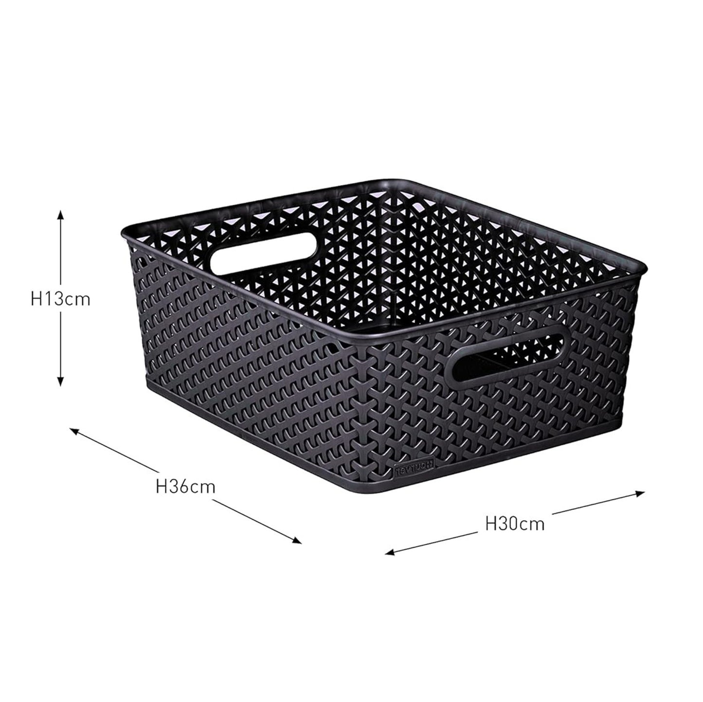 Curver Medium Rattan Storage Basket 12 Litre - Dark Grey 
