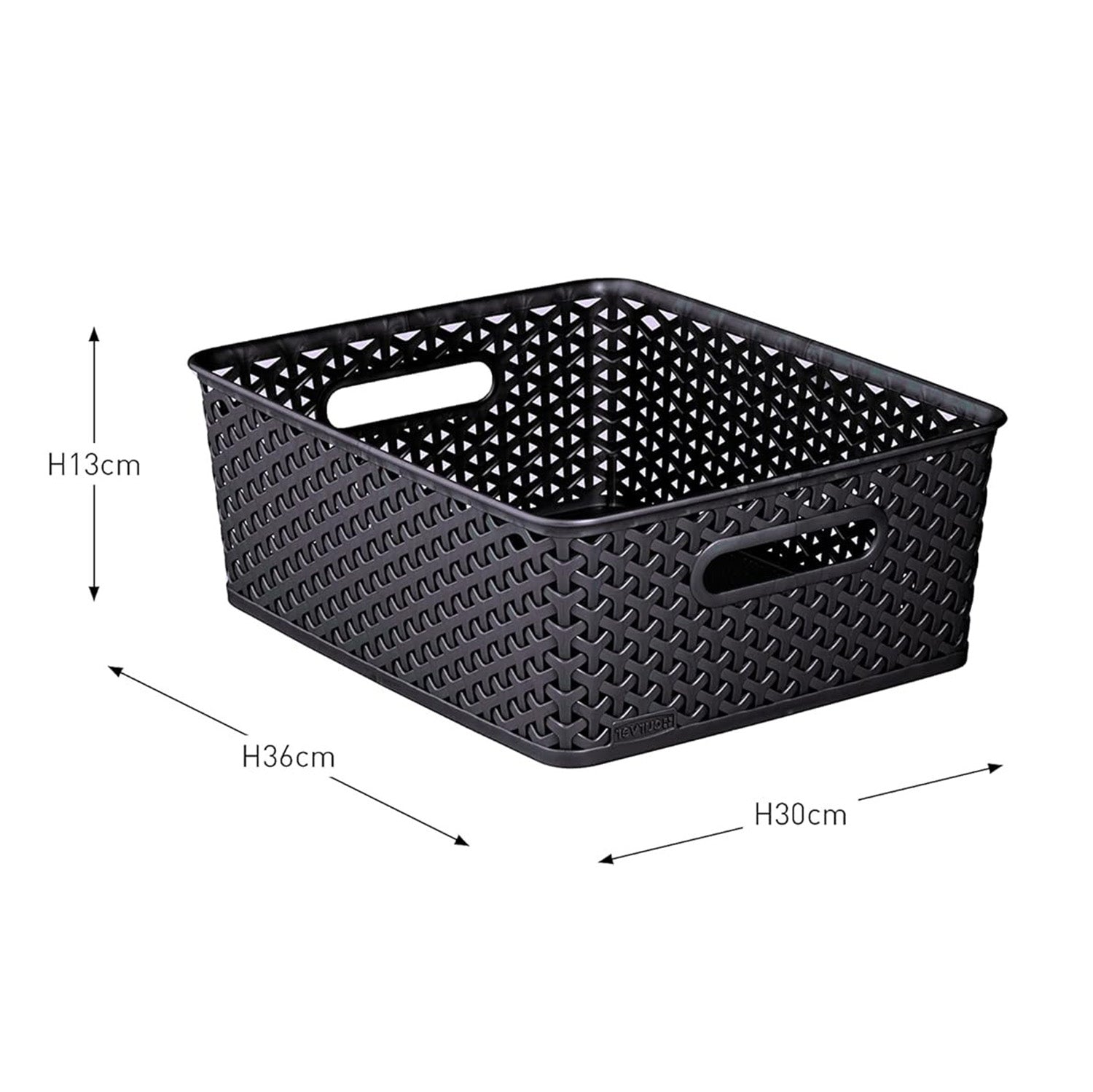 Curver Medium Rattan Storage Basket 12 Litre - Dark Grey 