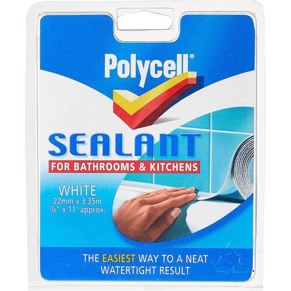 Polycell Sealant Strip Bathroom & Kitchen - White 22mm x 3.35m