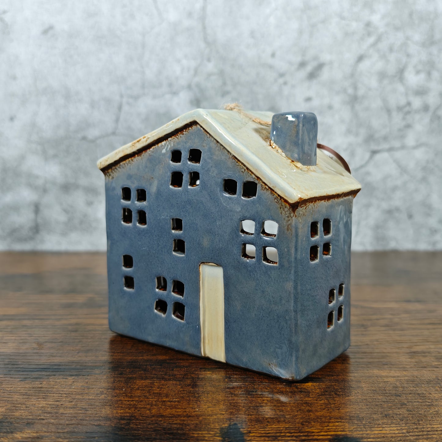 Village Pottery Large Town House Grey Tealight Holder