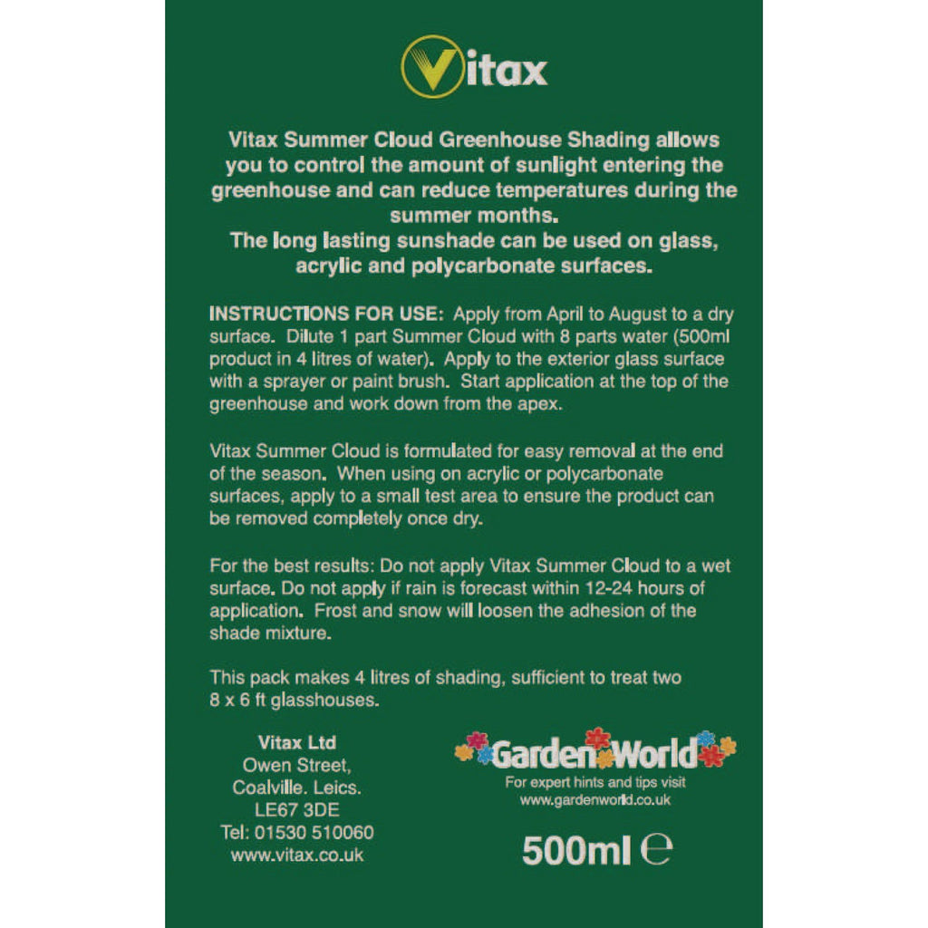 Vitax Summer Cloud Greenhouse Shading 500ml Mixles Home & Garden