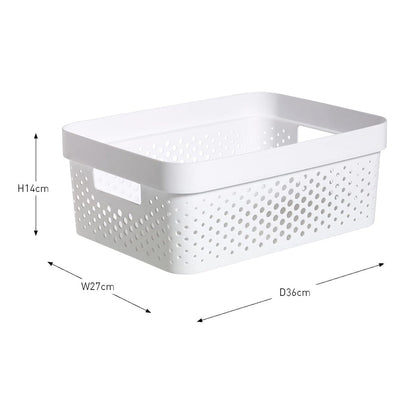 Curver Infinity Dots Medium Storage Basket 11 Litre - White