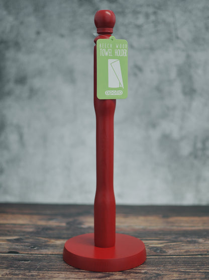 Apollo Beech Wood Paper Towel Holder - Red
