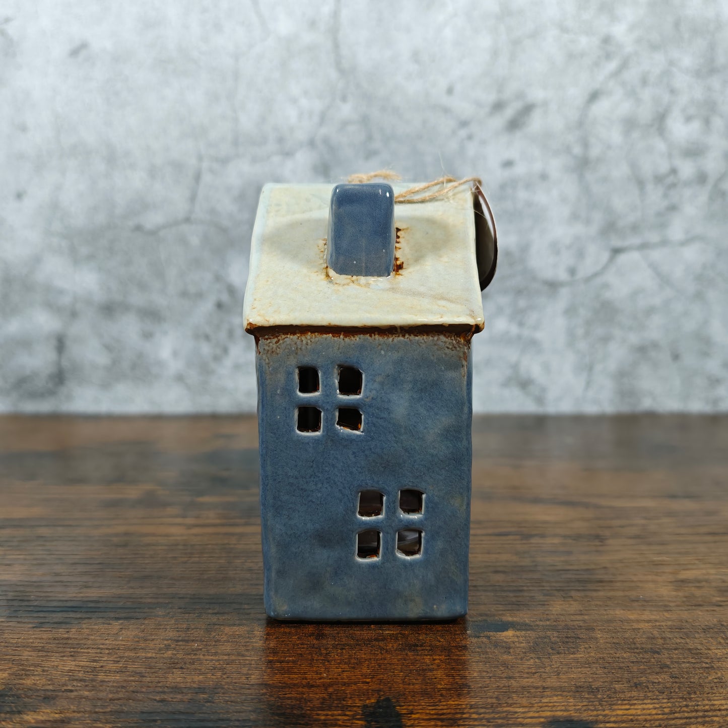 Village Pottery Large Town House Grey Tealight Holder