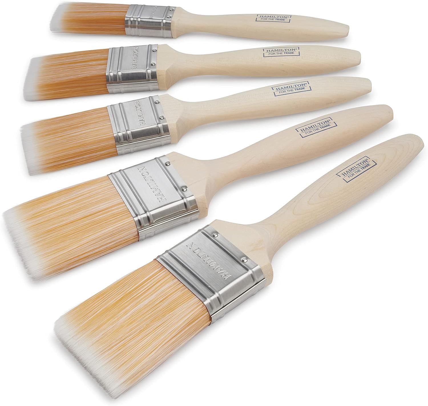 Hamilton For The Trade Fine Tip Flat Paint Brushes 5 Pack