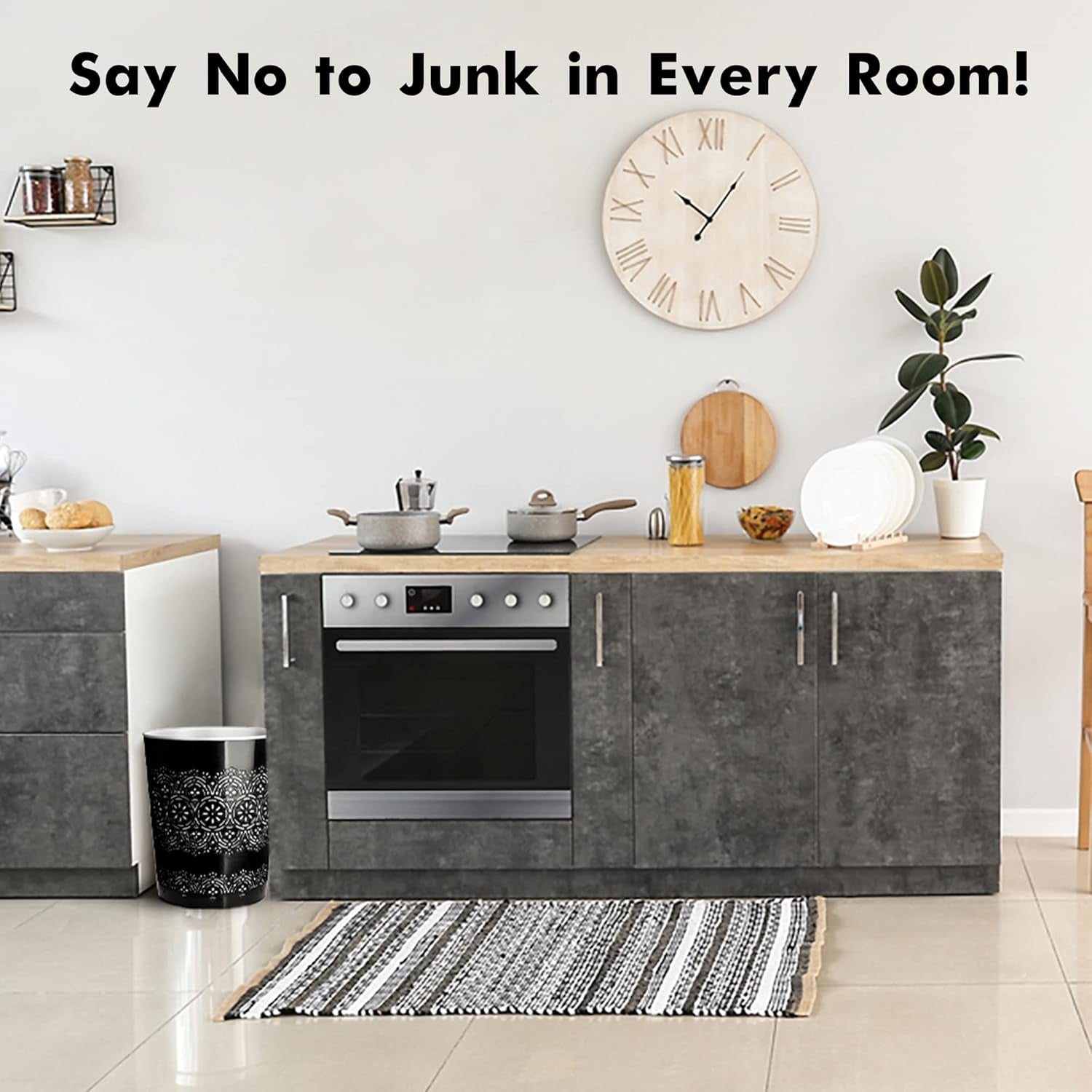 Blue Canyon Flora 9 Litre Plastic Waste Bin - Black