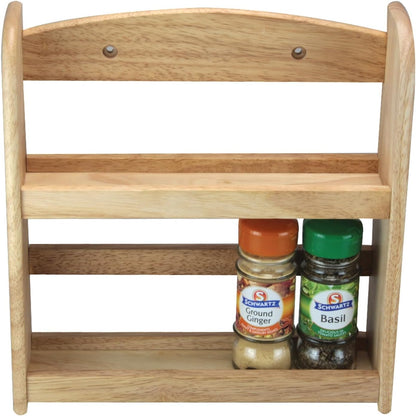 Apollo 2 Tier Spice Rack Holds 10 Jars - Natural Hevea Wood (Rubberwood)