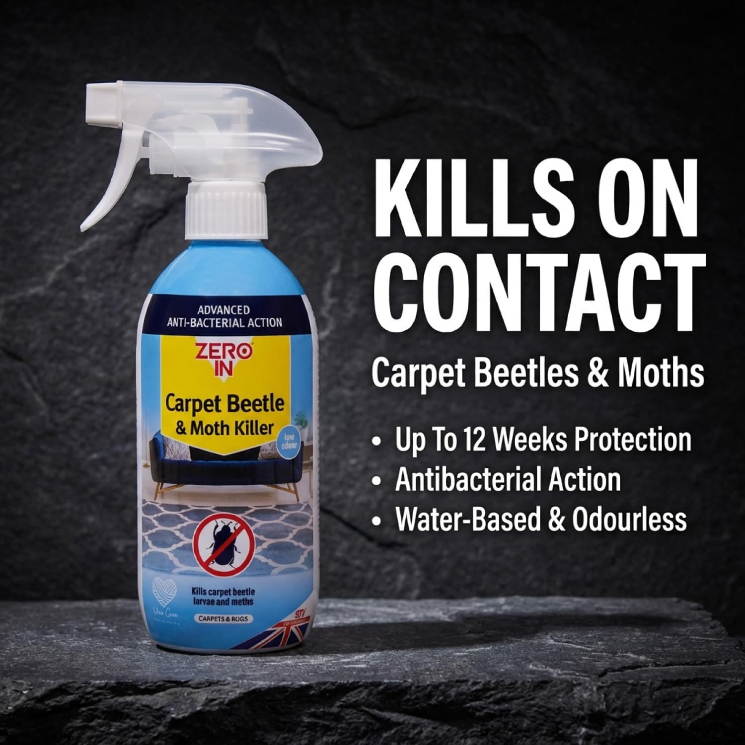 Zero In Carpet Beetle & Moth Killer Spray 500ml ZER979
