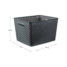 Curver Large Rattan Storage Basket 18 Litre - Dark Grey