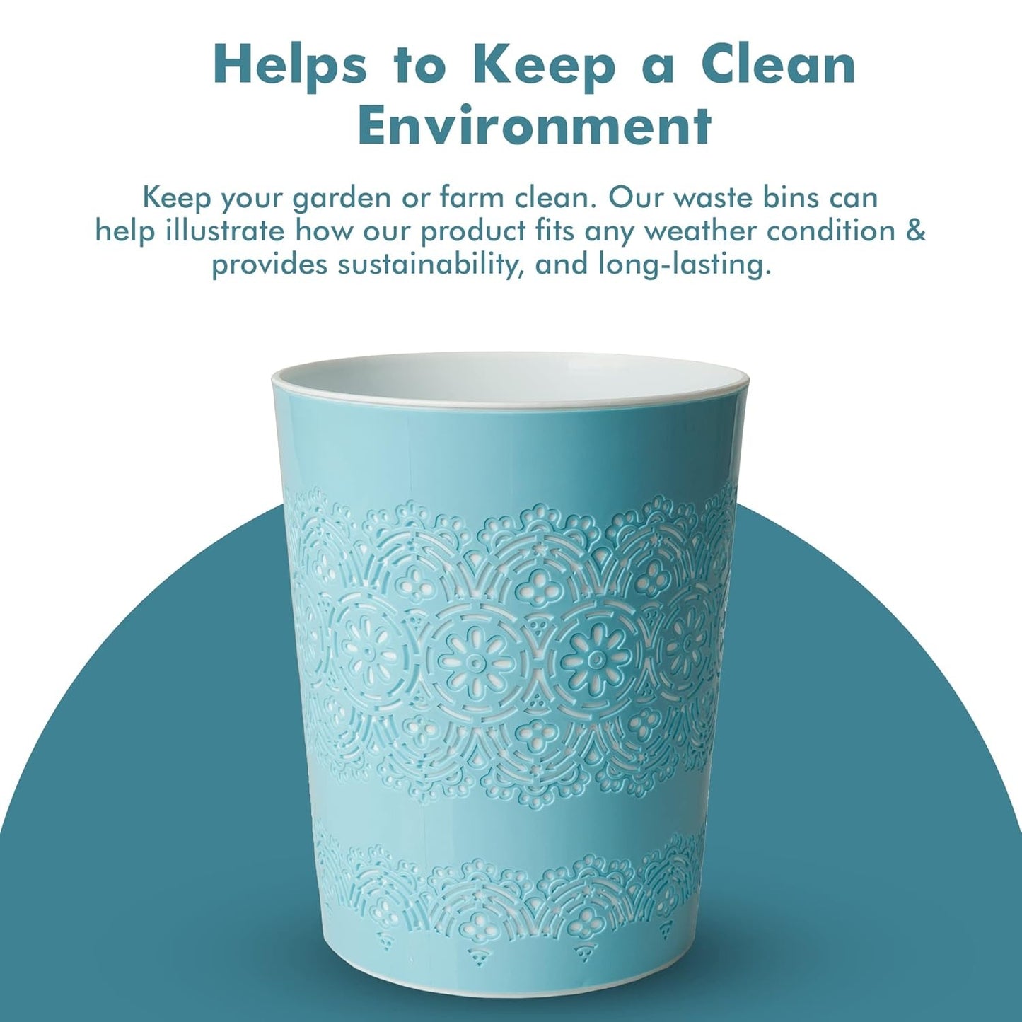 Blue Canyon Flora 9 Litre Plastic Waste Bin - Blue