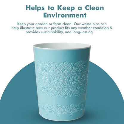 Blue Canyon Flora 9 Litre Plastic Waste Bin - Blue