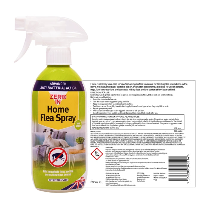 Zero In Anti-Bacterial Home Flea Spray 500ml ZER027