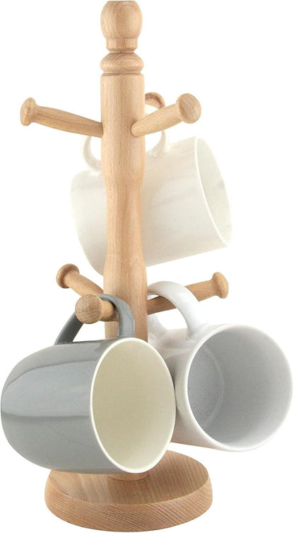 Apollo Mug Tree & Paper Towel Holder Set - Natural Beech Wood