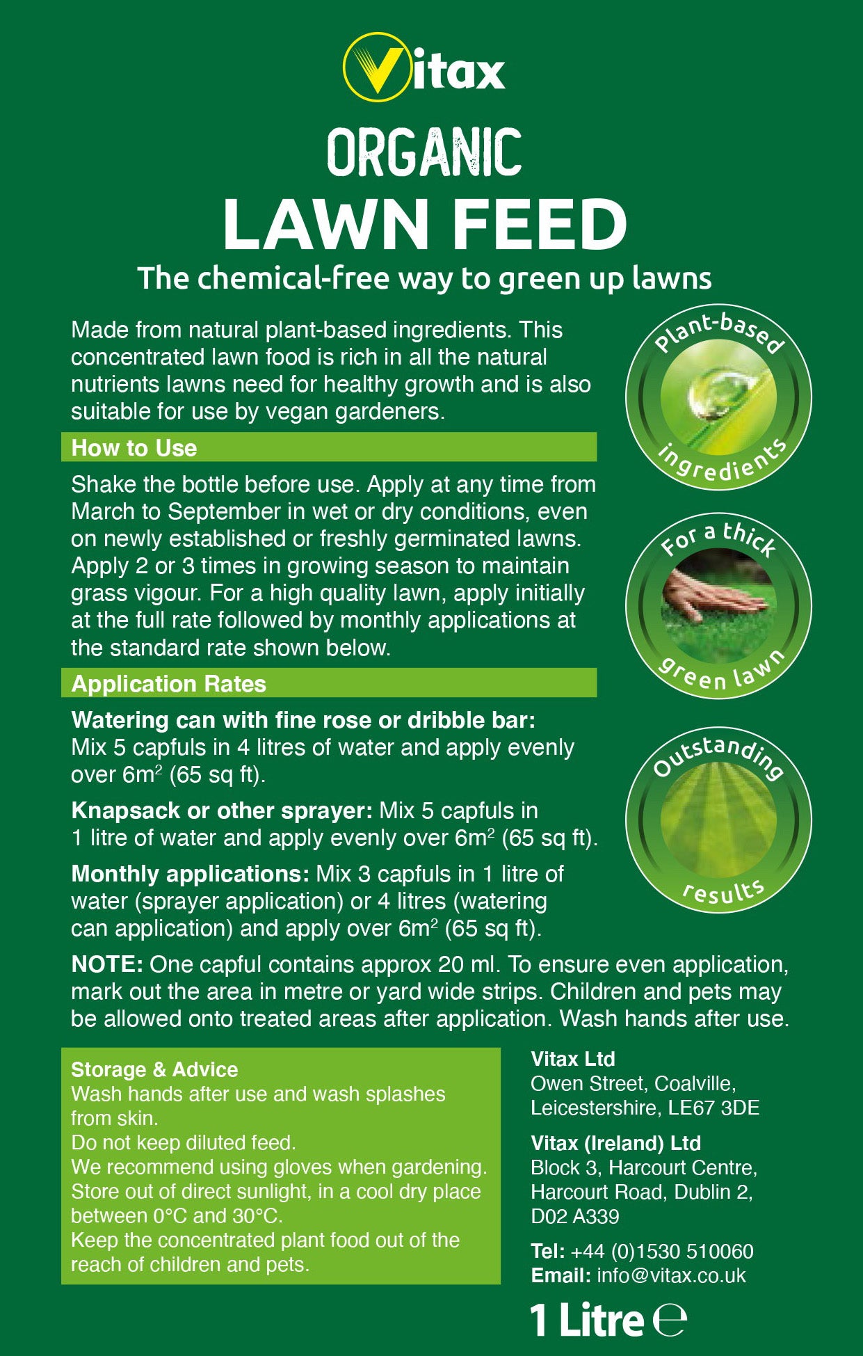 Vitax Organic Liquid Lawn Feed - 1 Litre