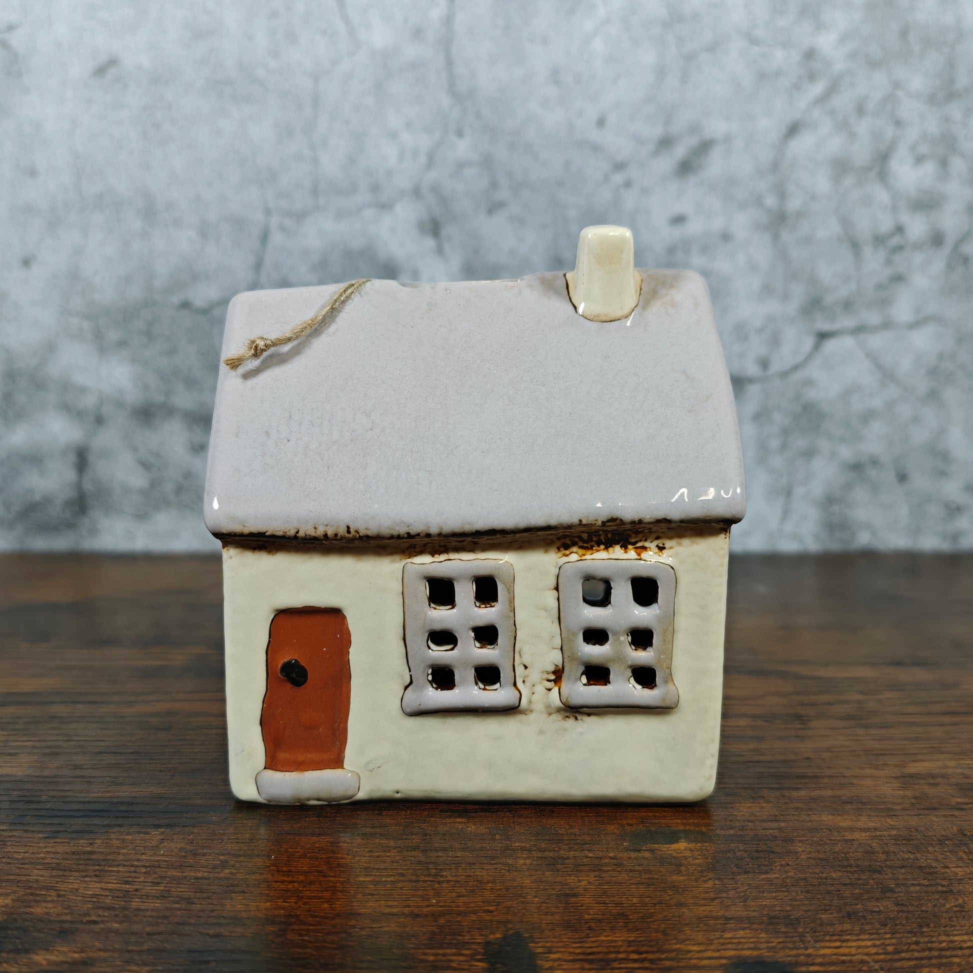 Village Pottery House Tealight Holder - Light Grey