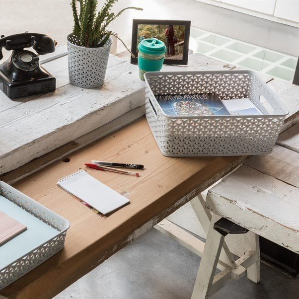 Curver Medium Rattan Storage Basket 12 Litre - Grey