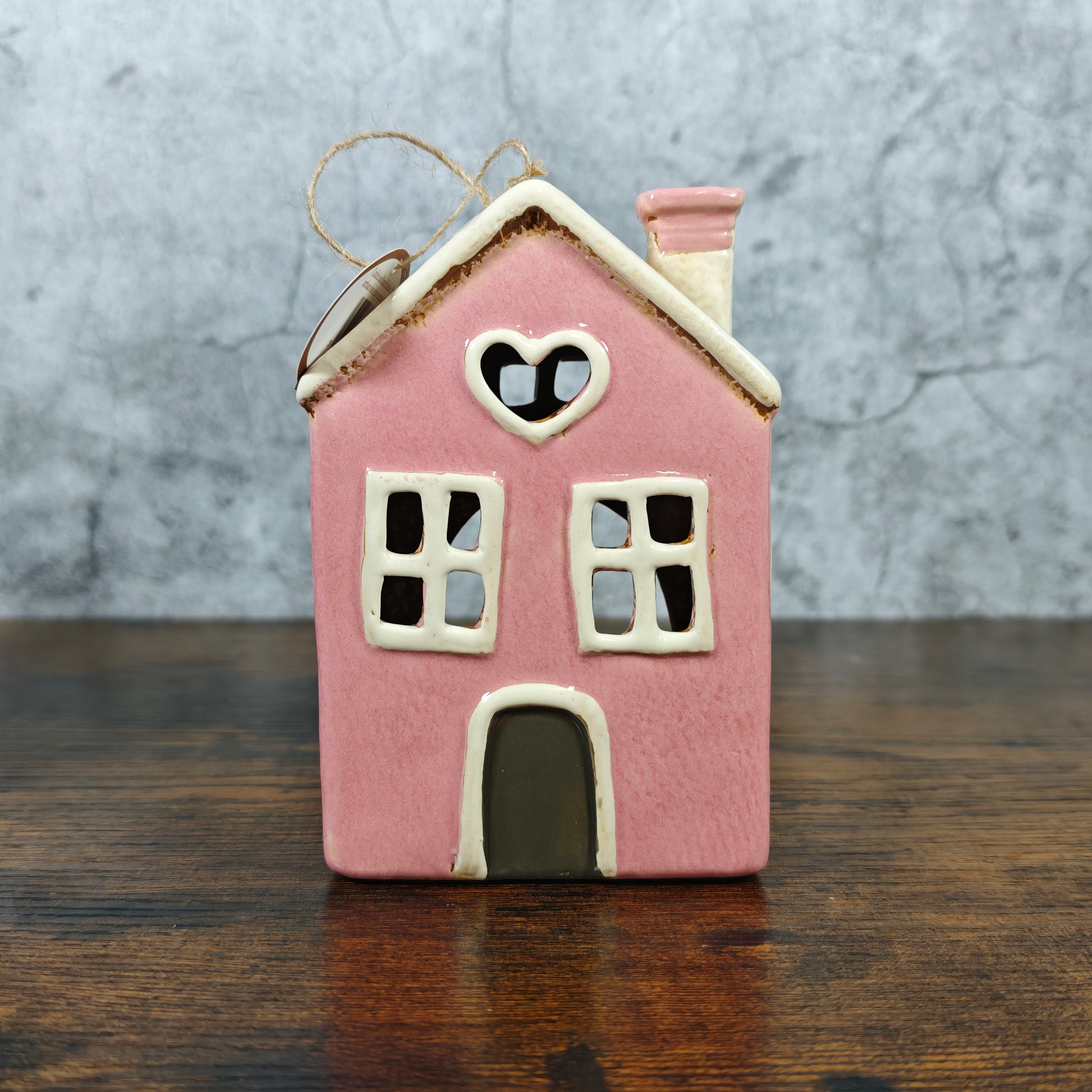 Village Pottery Heart House Tealight Holder - Pink