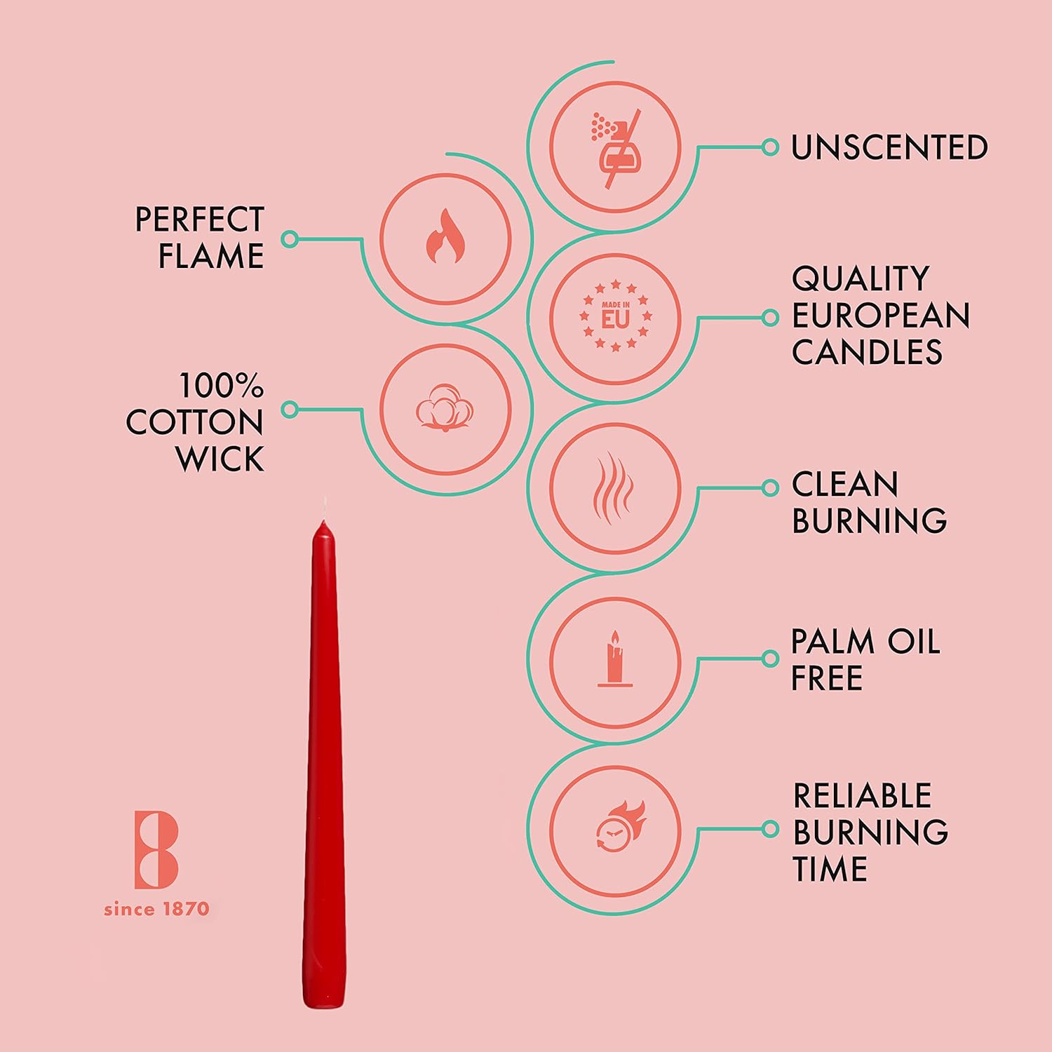 Bolsius Tapered Candles 10 Pack - Red